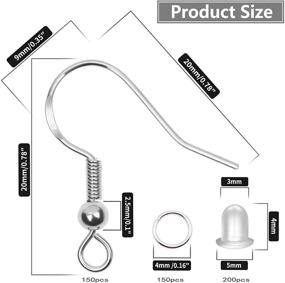 img 1 attached to 💎 150 Pairs of 925 Sterling Silver Earring Hooks - Fish Hook Ear Wires Set with 500pcs Hypoallergenic Earring Making Kit: Jump Rings and Clear Silicone Earring Backs Stoppers (Silver)