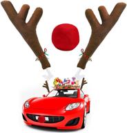 🦌 ankuka car reindeer antlers & nose decorations – festive window roof-top & front grille rudolf reindeer jingle bell christmas costume auto accessories logo