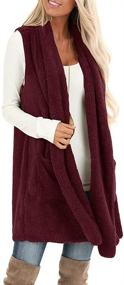 img 3 attached to ReachMe Sleeveless Pockets Cardigan Sweaters Women's Clothing in Coats, Jackets & Vests