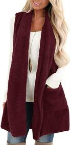 img 4 attached to ReachMe Sleeveless Pockets Cardigan Sweaters Women's Clothing in Coats, Jackets & Vests