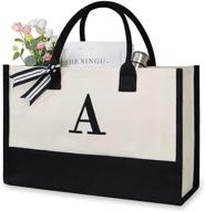 👜 custom initial canvas beach bag: perfect monogrammed tote gift for women логотип