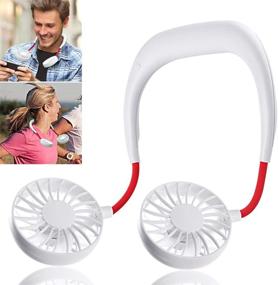 img 4 attached to 🌀 Stay Cool Anywhere with OPOLEMIN Hands Free Portable Neck Fan - Rechargeable USB Personal Fan with Headphone Design - Perfect for Home Office, Travel, and Outdoor Activities (White)
