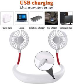 img 1 attached to 🌀 Stay Cool Anywhere with OPOLEMIN Hands Free Portable Neck Fan - Rechargeable USB Personal Fan with Headphone Design - Perfect for Home Office, Travel, and Outdoor Activities (White)