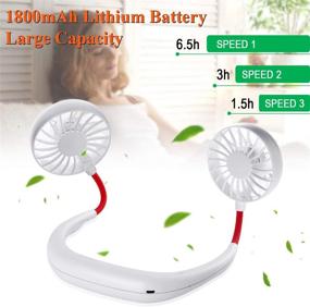 img 3 attached to 🌀 Stay Cool Anywhere with OPOLEMIN Hands Free Portable Neck Fan - Rechargeable USB Personal Fan with Headphone Design - Perfect for Home Office, Travel, and Outdoor Activities (White)