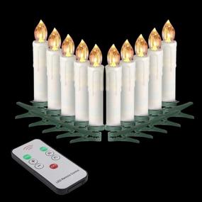 img 1 attached to 🕯️ Houdlee Flickering LED Flameless Taper Candles: Remote Control, Removable Clips, 4 Inches - Set of 10 Warm White Candles ideal for Christmas, Chandeliers, Mini Wedding Décor