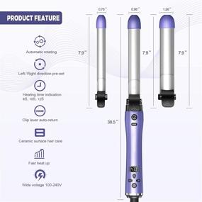 img 2 attached to 🔥 3-в-1 вращающаяся плойка с обменными насадками для пляжных волн, ЖК-дисплеем, быстрым разогревом до 430°F, керамическим покрытием - идеальное средство для создания причесок
