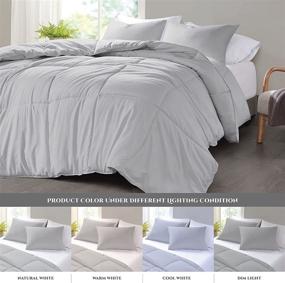 img 2 attached to Grey Hyde Lane Queen Comforter Set 90x90 - All Season Lightweight Down Alternative, Reversible Quilted Neutral Bedding - Includes Comforter and 2 Shams