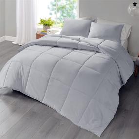 img 4 attached to Grey Hyde Lane Queen Comforter Set 90x90 - All Season Lightweight Down Alternative, Reversible Quilted Neutral Bedding - Includes Comforter and 2 Shams