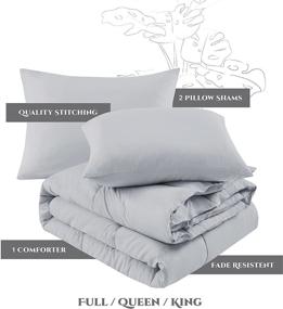 img 1 attached to Grey Hyde Lane Queen Comforter Set 90x90 - All Season Lightweight Down Alternative, Reversible Quilted Neutral Bedding - Includes Comforter and 2 Shams