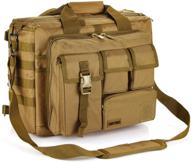 🎒 premium military briefcase, 15.6-inch tactical laptop messenger bag for men - versatile outdoor computer shoulder handbags (15.6", khaki) logo