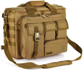 img 4 attached to 🎒 Premium Military Briefcase, 15.6-inch Tactical Laptop Messenger Bag for Men - Versatile Outdoor Computer Shoulder Handbags (15.6", Khaki)