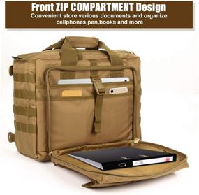 img 2 attached to 🎒 Premium Military Briefcase, 15.6-inch Tactical Laptop Messenger Bag for Men - Versatile Outdoor Computer Shoulder Handbags (15.6", Khaki)