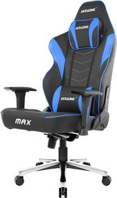 img 3 attached to 🪑 AKRacing Masters Series Max Gaming Chair - Wide Flat Seat, 400 lbs Weight Capacity, Rocker and Height Adjustment Mechanisms - Black/Blue