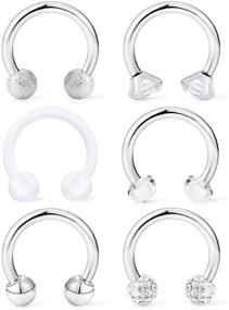 img 3 attached to 🌟 Stylish and Versatile 16G Stainless Steel Opal Crystal CZ Ball Piercing Set - Nose Septum, Eyebrow, Lip, Helix, Tragus, and Cartilage, 6PCS-12PCS, 8mm-10mm