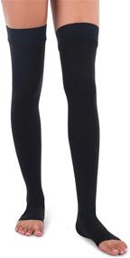 img 4 attached to 🧦 Jomi Compression Thigh High Stockings 30-40mmHg Premiere Open Toe 341 (Medium, Black) - Enhanced for SEO