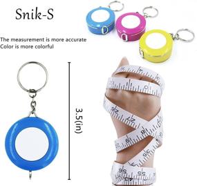 img 1 attached to 📏 Convenient and Versatile [3 Pack] Snik-S Push Button Soft Tape Measure - Ideal for Body Measurements, Sewing, Crafting, and Dieting - Includes Keychain - 60-Inch/150cm Length (Pink, Blue, Yellow)