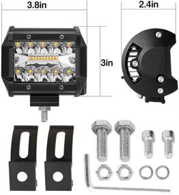 img 3 attached to 🚛 Turboo 4 Inch LED Light Bar- Amber White Flash Light, 8PCS 12000LM Triple Row Spot Flood Combo LED Work Driving Fog Lights for Pickup Truck ATV UTV SUV Boat- Off Road LED Pods