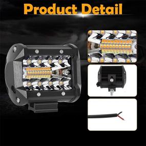 img 2 attached to 🚛 Turboo 4 Inch LED Light Bar- Amber White Flash Light, 8PCS 12000LM Triple Row Spot Flood Combo LED Work Driving Fog Lights for Pickup Truck ATV UTV SUV Boat- Off Road LED Pods