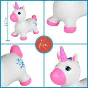 img 2 attached to 🦄 Inflatable Bouncing Unicorn by Kicko - 22 Inch Animal Hoppers for Girls - Playful Bouncy Toy Animals