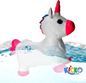 img 3 attached to 🦄 Inflatable Bouncing Unicorn by Kicko - 22 Inch Animal Hoppers for Girls - Playful Bouncy Toy Animals