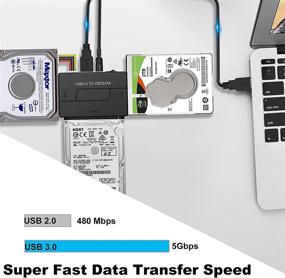 img 1 attached to SATA/IDE к USB 3.0 адаптер, универсальный кабель для чтения жёсткого диска - поддерживает 2.5 и 3.5-дюймовый IDE SATA внешний HDD SSD, совместим с 6ТБ - в комплекте 12V 2A источник питания.