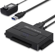 sata/ide к usb 3.0 адаптер, универсальный кабель для чтения жёсткого диска - поддерживает 2.5 и 3.5-дюймовый ide sata внешний hdd ssd, совместим с 6тб - в комплекте 12v 2a источник питания. логотип