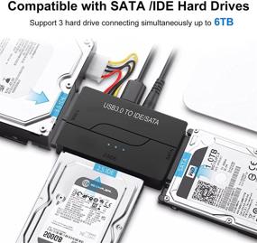 img 3 attached to SATA/IDE к USB 3.0 адаптер, универсальный кабель для чтения жёсткого диска - поддерживает 2.5 и 3.5-дюймовый IDE SATA внешний HDD SSD, совместим с 6ТБ - в комплекте 12V 2A источник питания.