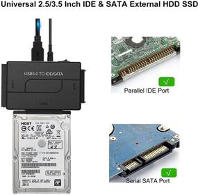 img 2 attached to SATA/IDE к USB 3.0 адаптер, универсальный кабель для чтения жёсткого диска - поддерживает 2.5 и 3.5-дюймовый IDE SATA внешний HDD SSD, совместим с 6ТБ - в комплекте 12V 2A источник питания.