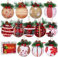 🎄 aneco 12 pack christmas ball ornaments - assorted styles xmas balls baubles set with foam, pine cones, and berries for holiday wedding party decoration logo