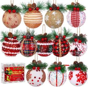 img 4 attached to 🎄 Aneco 12 Pack Christmas Ball Ornaments - Assorted Styles Xmas Balls Baubles Set with Foam, Pine Cones, and Berries for Holiday Wedding Party Decoration