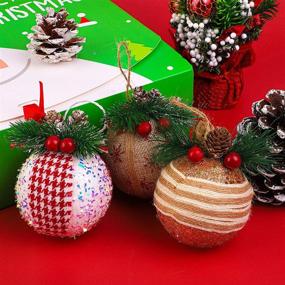 img 2 attached to 🎄 Aneco 12 Pack Christmas Ball Ornaments - Assorted Styles Xmas Balls Baubles Set with Foam, Pine Cones, and Berries for Holiday Wedding Party Decoration