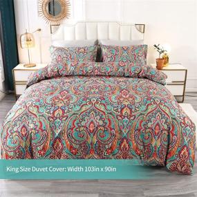 img 3 attached to 🛏️ King Size Jacquard Paisley Bedding Duvet Cover Set with Pillow Cases - Style3