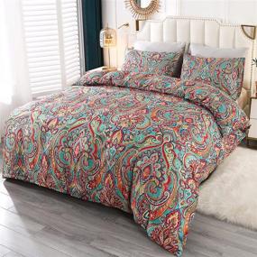 img 4 attached to 🛏️ King Size Jacquard Paisley Bedding Duvet Cover Set with Pillow Cases - Style3