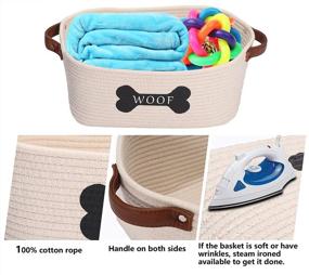 img 3 attached to 🧺 Brabtod Medium Cotton Rope Storage Basket with Handle for Organizing Toys, Diapers, Blankets, Magazines, and Keys - Nursery Decor