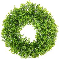 18-inch artificial boxwood front door wreath - spring summer shamrock green faux plants for indoor outdoor window wedding holiday décor логотип