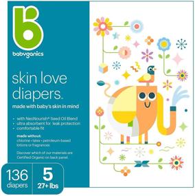 img 4 attached to 👶 Babyganics Ultra Absorbent Diapers, Size 5 (27 lbs+), 136 Count - Unscented, Chlorine-Free, Latex-Free