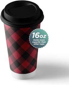 img 2 attached to 🍂 Assorted Fall Design Coffee Sleeves Variety Pack: Kraft Brown with Black Print - Fits Standard Hot Cups (Red and Black Buffalo Plaid With Lids & Kraft Cup Sleeves in Assorted Autumn Designs (Serves 12))
