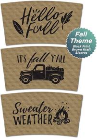 img 1 attached to 🍂 Assorted Fall Design Coffee Sleeves Variety Pack: Kraft Brown with Black Print - Fits Standard Hot Cups (Red and Black Buffalo Plaid With Lids & Kraft Cup Sleeves in Assorted Autumn Designs (Serves 12))