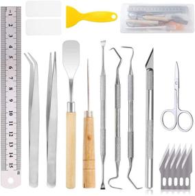 img 4 attached to 🔪 Ultimate 19-Piece Vinyl Weeding Tools Set: Scissors, Tweezers, Weeders, Scraper, Spatula and More for Precise Vinyl Weeding, Silhouettes, Lettering, Cameos