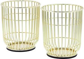 img 2 attached to 🖊️ Pack of 2 Gold Wire Makeup Brush Holders/Pencil Cups, Ideal for School Use (3.5 x 4 In)