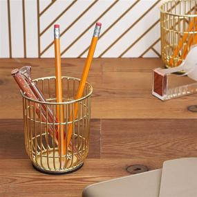 img 3 attached to 🖊️ Pack of 2 Gold Wire Makeup Brush Holders/Pencil Cups, Ideal for School Use (3.5 x 4 In)