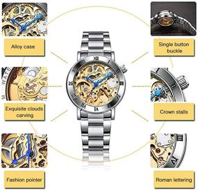 img 1 attached to Automatic Mechanical Rhinestones Stainless Waterproof Women's Watches