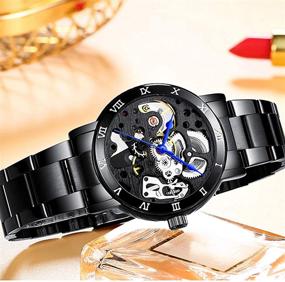 img 3 attached to Automatic Mechanical Rhinestones Stainless Waterproof Women's Watches