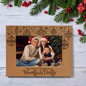 img 1 attached to 🎁 KATE POSH Our First Christmas as Mommy & Daddy Engraved Natural Wood Frame: Perfect Gift for New Parents, New Mom, New Dad (5x7-Horizontal)