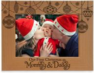 🎁 kate posh our first christmas as mommy & daddy engraved natural wood frame: perfect gift for new parents, new mom, new dad (5x7-horizontal) логотип