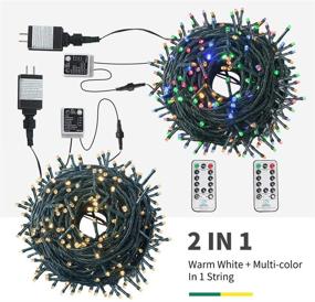 img 2 attached to 🎄 MZD8391 108FT Color Changing Christmas String Lights Indoor Outdoor, 300 LED Warm White Multicolor Fairy Lights, Waterproof Christmas Tree Lights with Timer Remote, END to END Connect