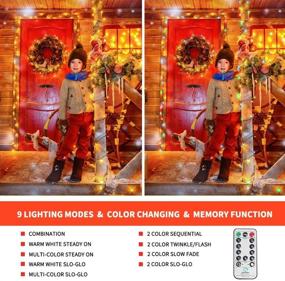 img 1 attached to 🎄 MZD8391 108FT Color Changing Christmas String Lights Indoor Outdoor, 300 LED Warm White Multicolor Fairy Lights, Waterproof Christmas Tree Lights with Timer Remote, END to END Connect