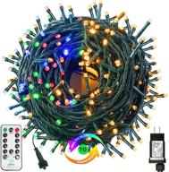 🎄 mzd8391 108ft color changing christmas string lights indoor outdoor, 300 led warm white multicolor fairy lights, waterproof christmas tree lights with timer remote, end to end connect logo