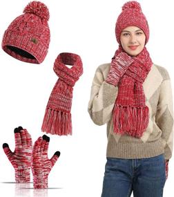 img 4 attached to Beanie Touchscreen Gloves Knitted Fashion