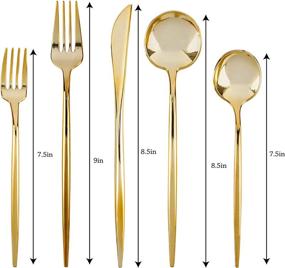 img 3 attached to 🍴 Premium Gold Disposable Plastic Cutlery Combo Set - Novelty Modern Flatware, 40 Count, Service for 8